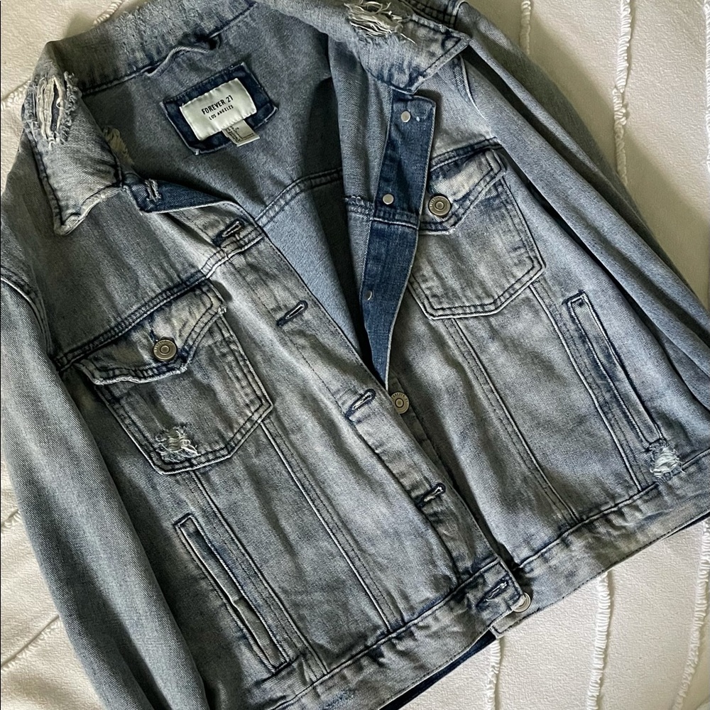 Oversized Distressed Denim Jacket